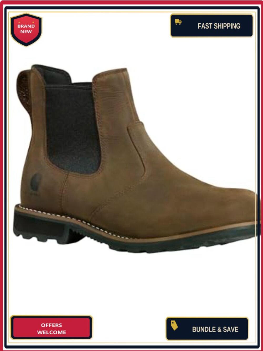 Water Resistant Leather Chelsea Work Boots Slip-On Comfort EVA Midsole
